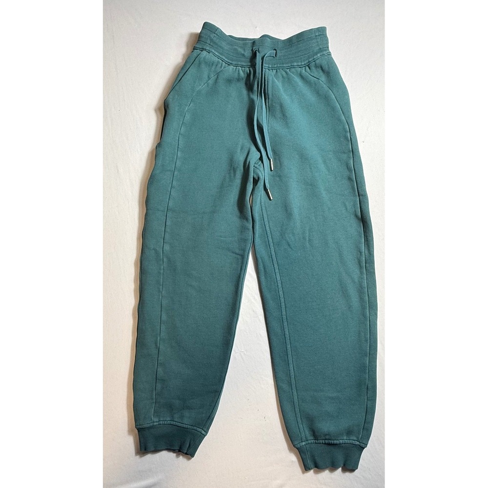 Lululemon Scuba High-Rise Jogger Teal Green Cotton Blend Fleece Pants Size 0